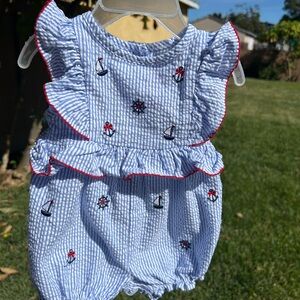 Good Lad Striped Sailboat Bodysuit with Ruffles